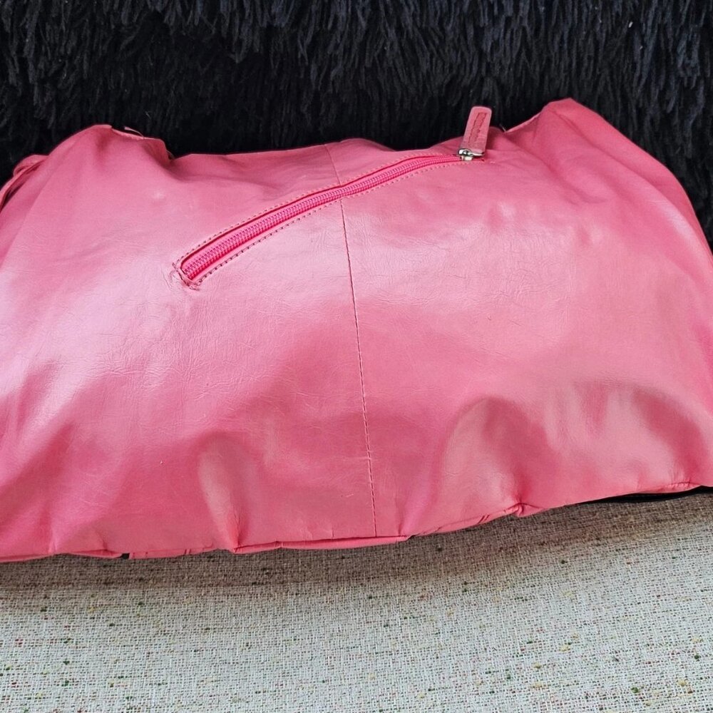 Women Fashion Shoulder Bag Purse Pink Faux Vegan Leather Bag Handbag - Picture 8 of 13